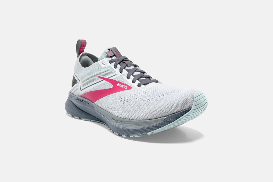 Brooks Ricochet 3 Road Running Shoes Womens White/Pink 361784-NYJ